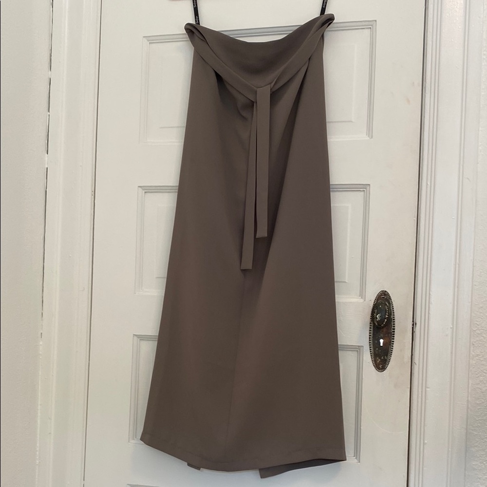 Paris Georgia Gray Midi Wrap Skirt Tie Front Resort